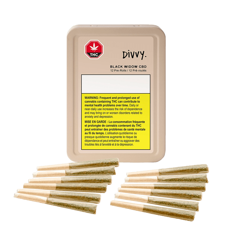 Divvy - Black Widow CBD 12 x 0.35g Pre-Rolls