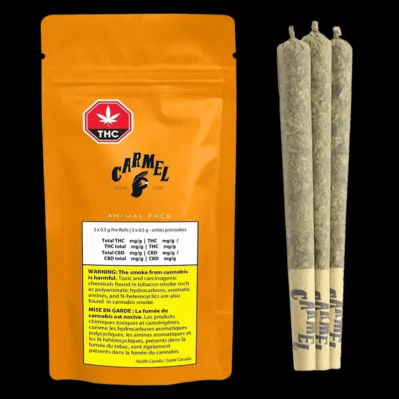 Carmel Cannabis - Animal Face 3 x 0.5g Pre-Rolls