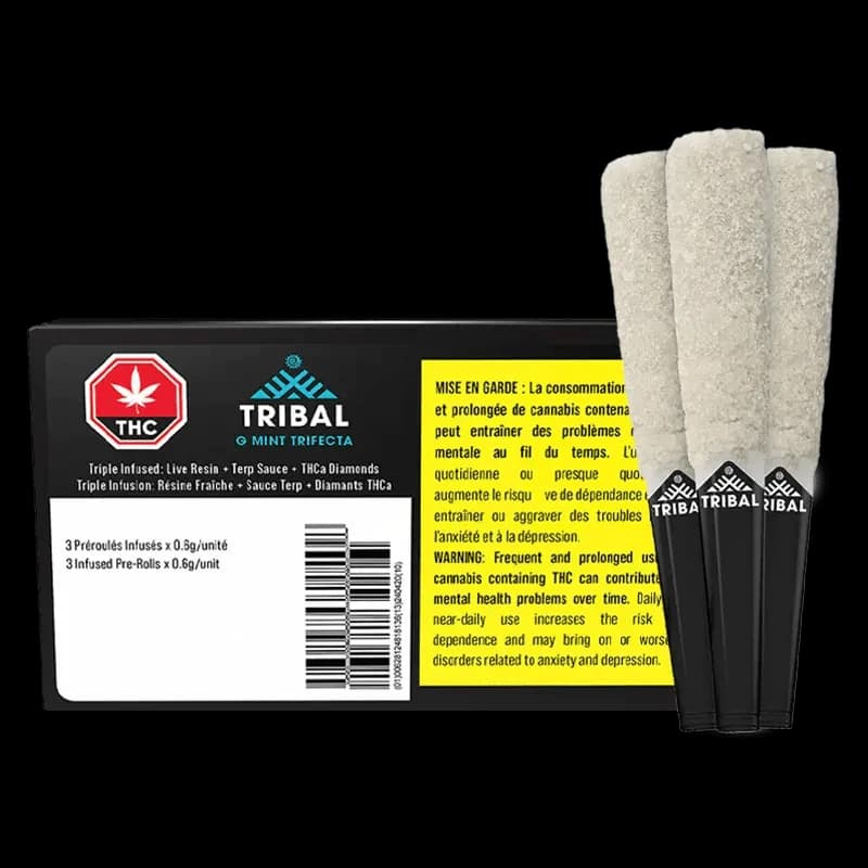Tribal - G Mint Trifec 3 x 0.6g Live Resin Infused Pre-Rolls