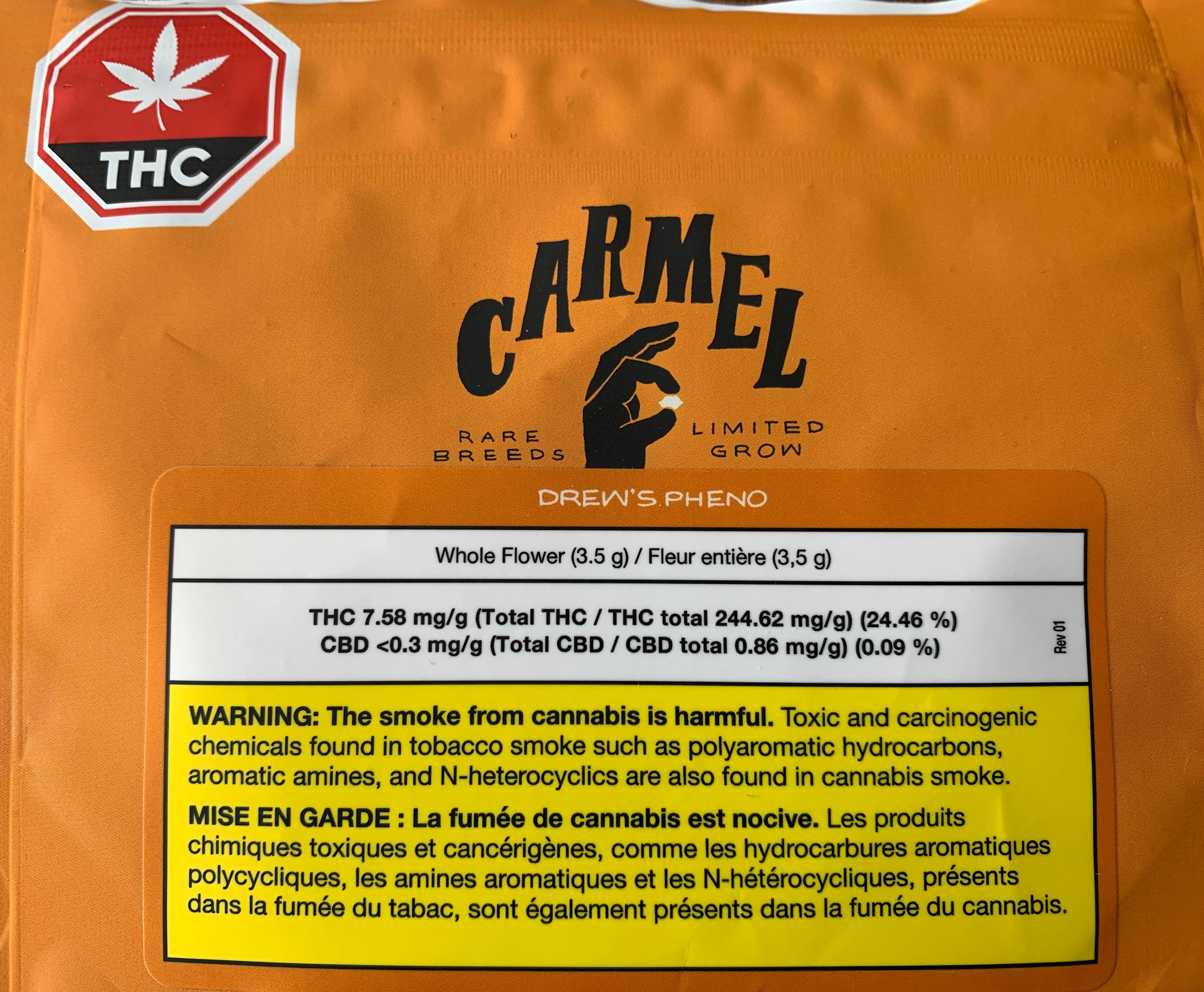 Carmel Cannabis - Drew's Pheno 3.5g Dried Flower
