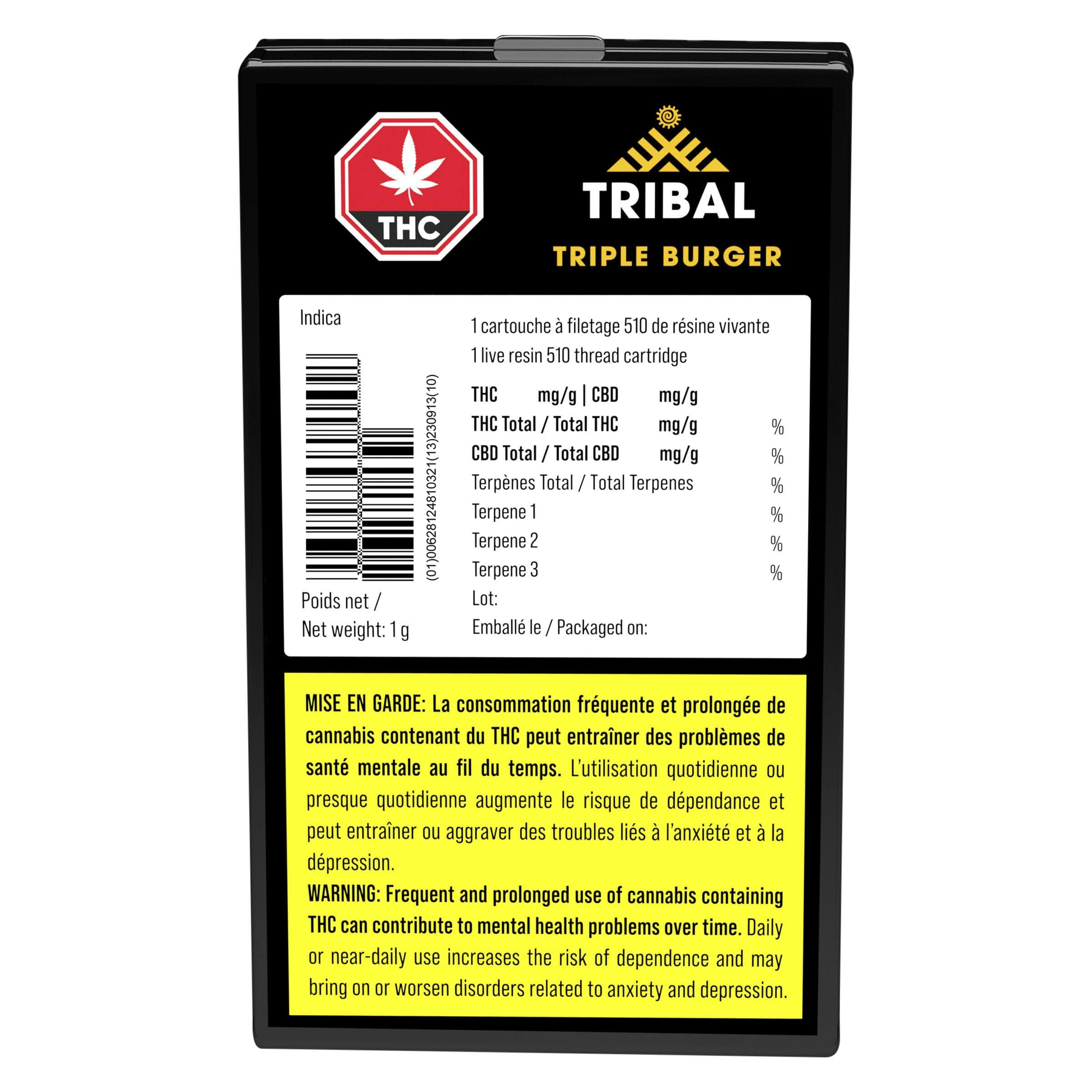 Tribal - Triple Burger Live Resin 1g Prefilled Vape Cartridge