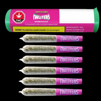 RIZZLERS - Watermelon Razzler 6 x 0.5g Distillate Infused Pre-Rolls