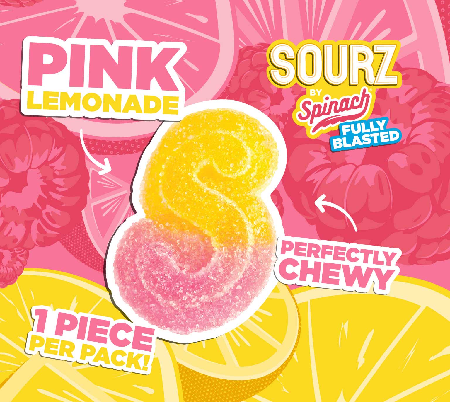 SOURZ by Spinach - Fully Blasted Pink Lemonade 1 x 5g Soft Chew