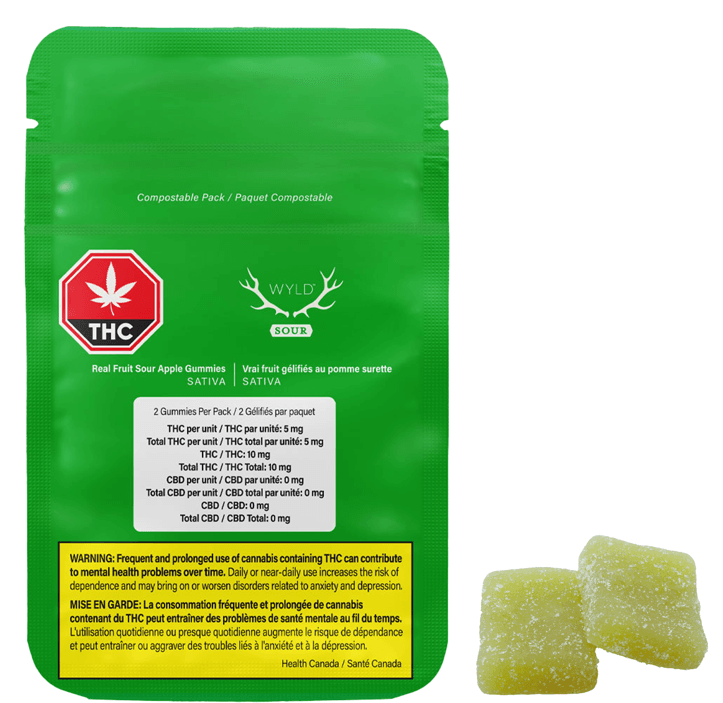 Wyld - Wyld Real Fruit Sour Apple 2 x 4g Soft Chews