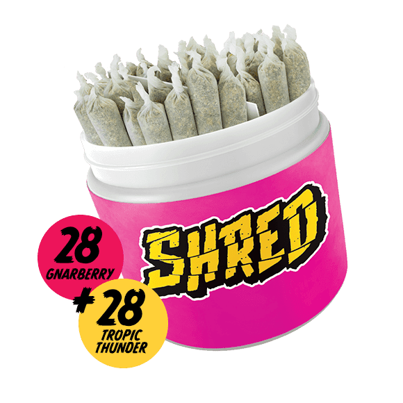 SHRED - Big Jar of Joints Tropic Thunder + Gnarberry 56 x 0.5g Pre-Rolls