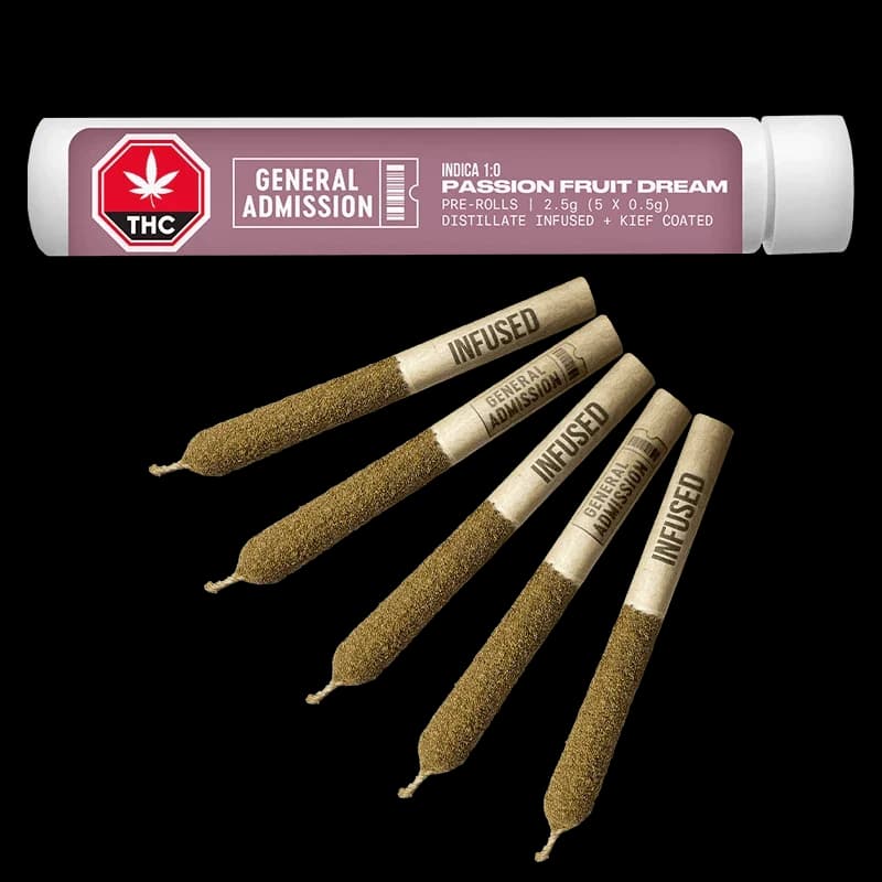 General Admission - Passion Fruit Dream 5 x 0.5g Distillate Infused Pre-Rolls