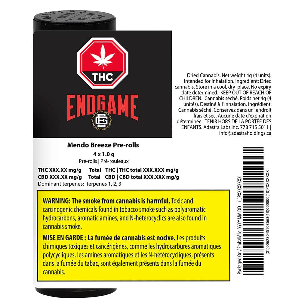 Endgame - Mendo Breeze 4 x 1g Pre-Rolls