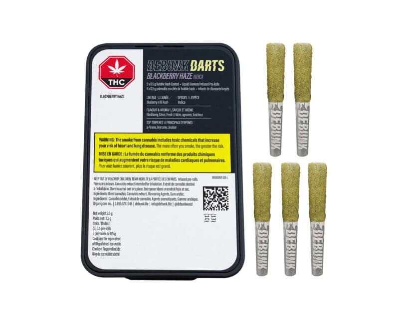 DEBUNK - Blackberry Haze 5 x 0.5g Bubble Hash Coated Infused Pre-Rolls by DEBUNK - Infused Pre-Rolls
