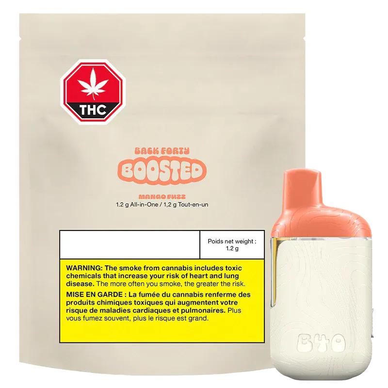 Back Forty Back Forty Mango Fuzz BOOSTED 1.2g Disposable Vape 1.2g — Vape Carts