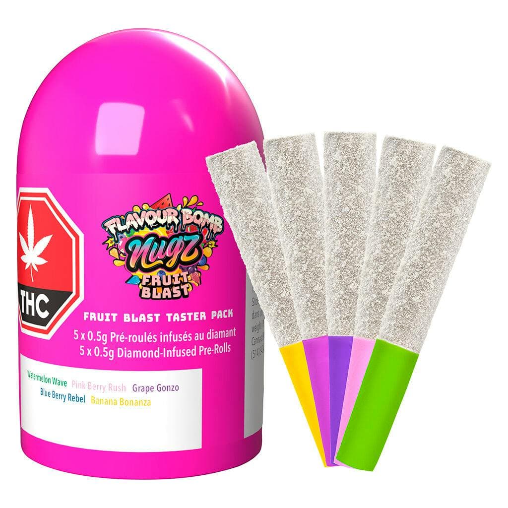 Flavour Bomb 40 Fruit Blast Taster Pack 5x0.5g Diamond-Infused Pre-Rolls by Nugz - Infused Pre-Rolls
