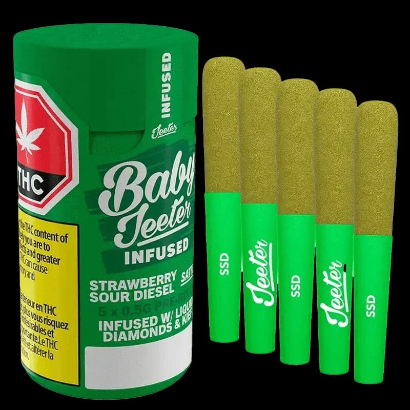 Jeeter Baby Jeeter Strawberry Sour Diesel 5 x 0.5g Infused Pre-Rolls 2.5g — Infused Pre-Roll