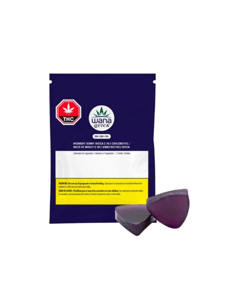 Wana QUICK CBN Midnight Berry Indica 2 x 4.5g Soft Chews 9g — Edible