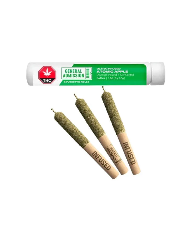 General Admission Atomic Apple 3 x 0.5g Diamond Infused Pre-Rolls 1.5g — Infused Pre-Roll