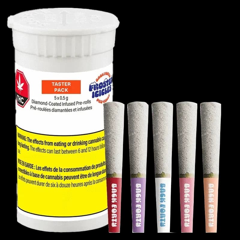 Back Forty Frosted Icicles Diamond-Coated Infused Pre-Roll - Taster Pack - Frosted Icicles Taster Pack 5 x 0.5g Diamond Infused Pre-Rolls 2.5g — Infused Pre-Rolls