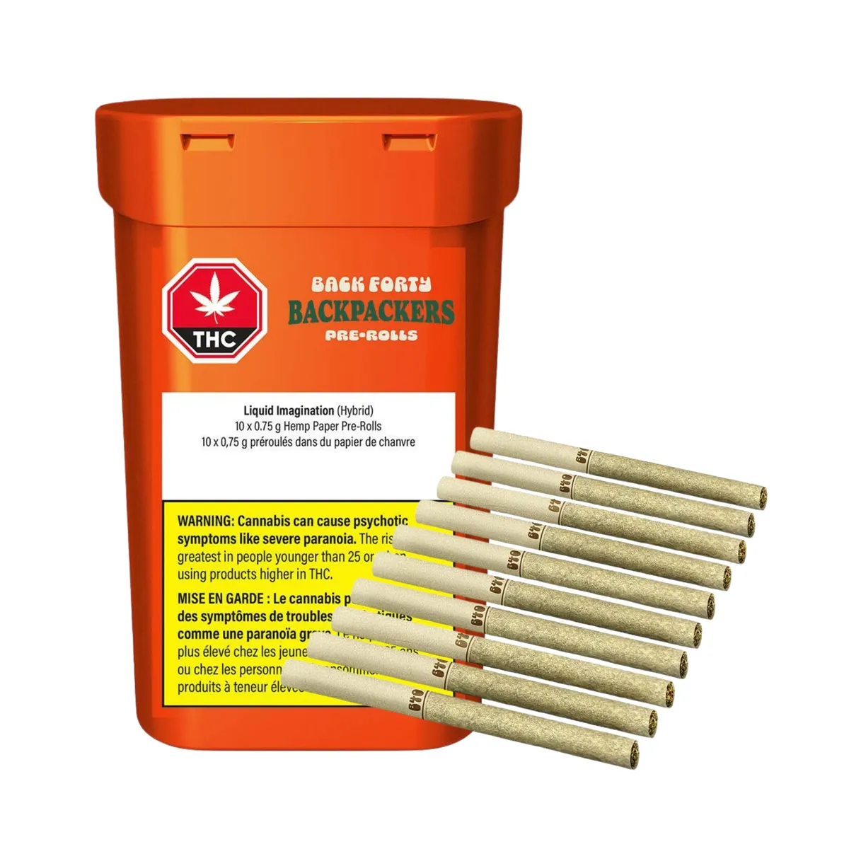 Back Forty Backpackers Liquid Imagination 10 x 0.75g Hemp paper Pre-Rolls 7.5g — Pre-Roll