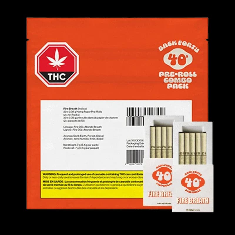 Back Forty Fire Breath 20 x 0.35g Pre-Rolls 7g — Pre-Roll