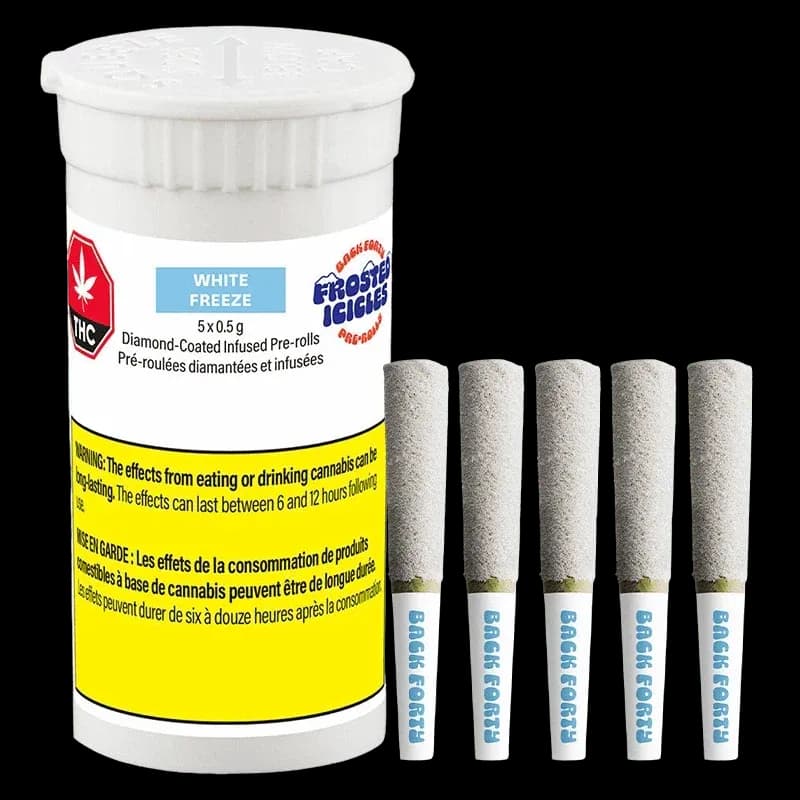 Back Forty Frosted Icicles Diamond-Coated Infused Pre-Roll - White Freeze - Frosted Icicles White Freeze 5 x 0.5g Diamond Infused Pre-Rolls 2.5g — Infused Pre-Roll