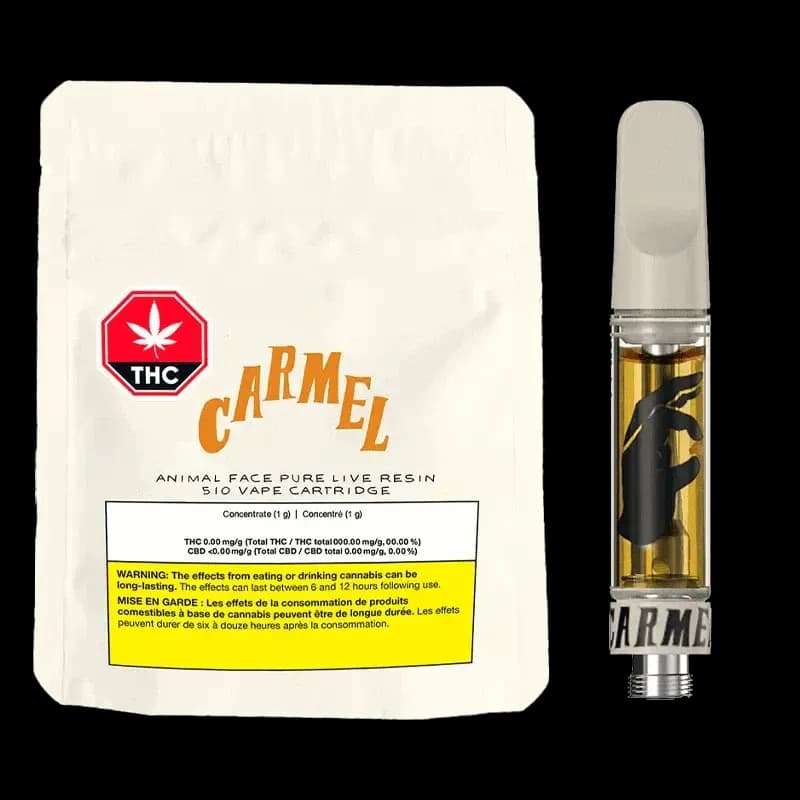 Carmel Animal Face Pure Live Resin 510 Cartridge 1g — Vape Carts