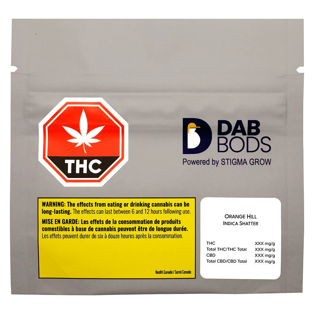 Dab Bods Indica Orange Hill 1g Shatter 1g — Concentrate or Extract