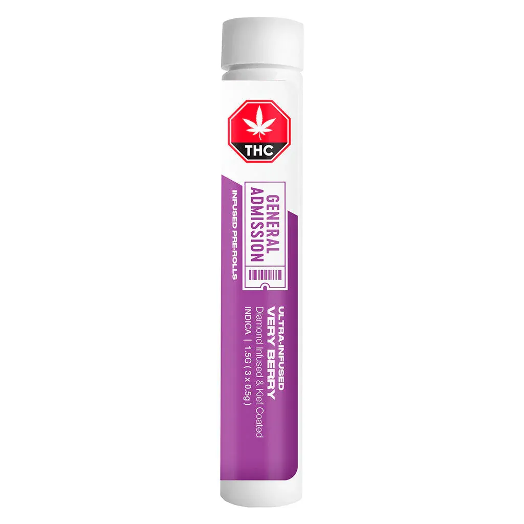 General Admission Very Berry 3 x 0.5g Diamond Infused Pre-Rolls 1.5g — Infused Pre-Roll