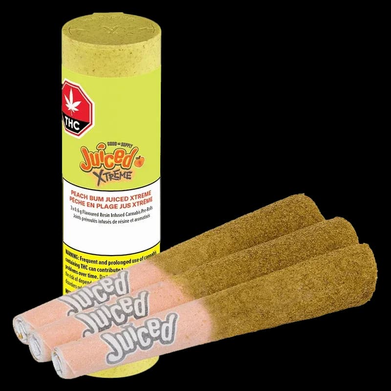 Good Supply Juiced Peach Bum Juiced Xtreme 3 x 0.6g Resin Infused Pre-Rolls 1.8g — Infused Pre-Roll