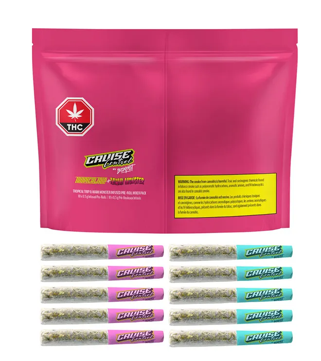 Cruise Control by Boxhot Tropical Trip & Miami Monster 10 x 0.5g Infused Pre-Rolls 5g — Pre-Roll