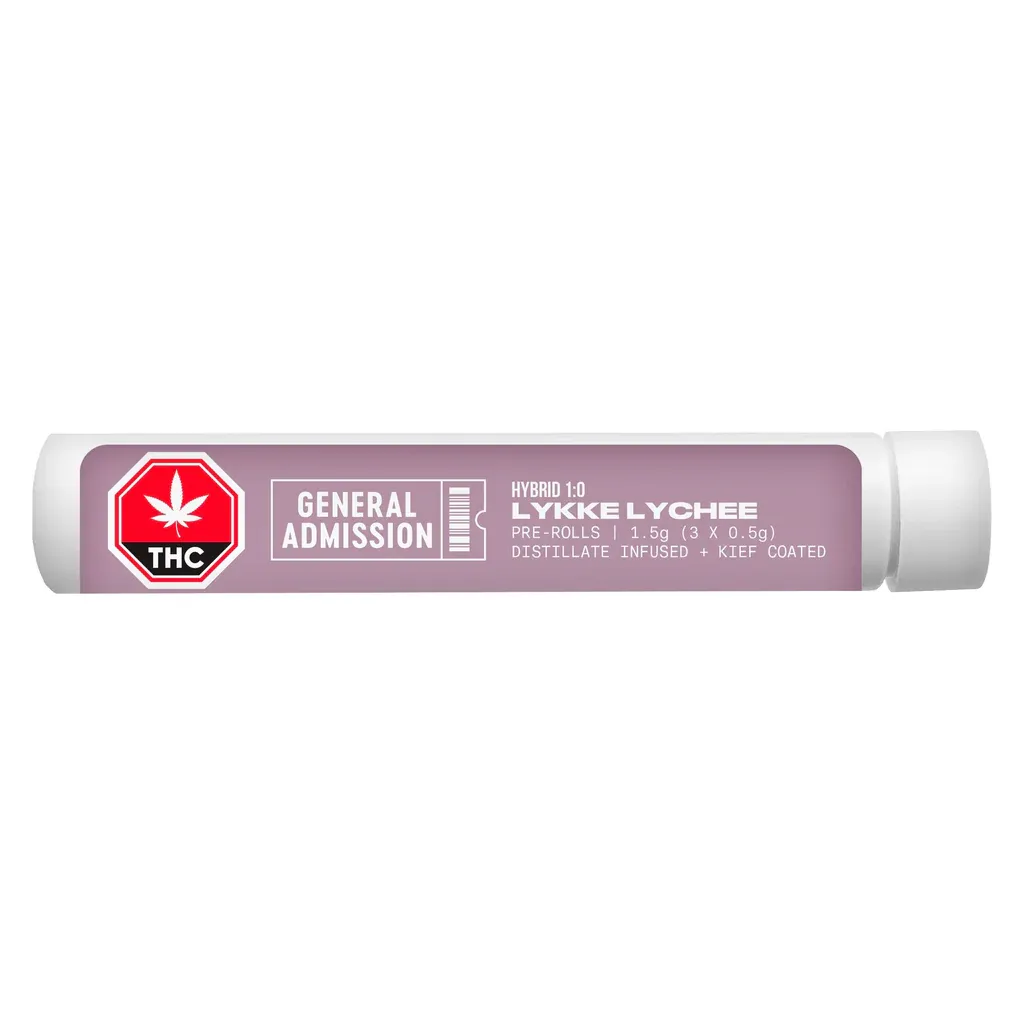 General Admission Lykke Lychee 3 x 0.5g Distillate Infused Pre-Rolls 1.5g — Pre-Roll