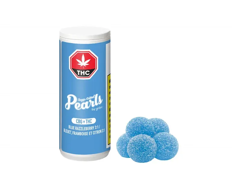 Pearls by gron Blue Razzleberry 3:1 CBG:THC 5 x 3.5g Soft Chews 20g — Edible