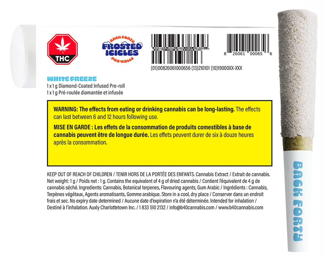 Back Forty Back Forty Frosted Icicles White Freeze 1 x 1g Infused Pre-Roll 1g — Pre-Roll