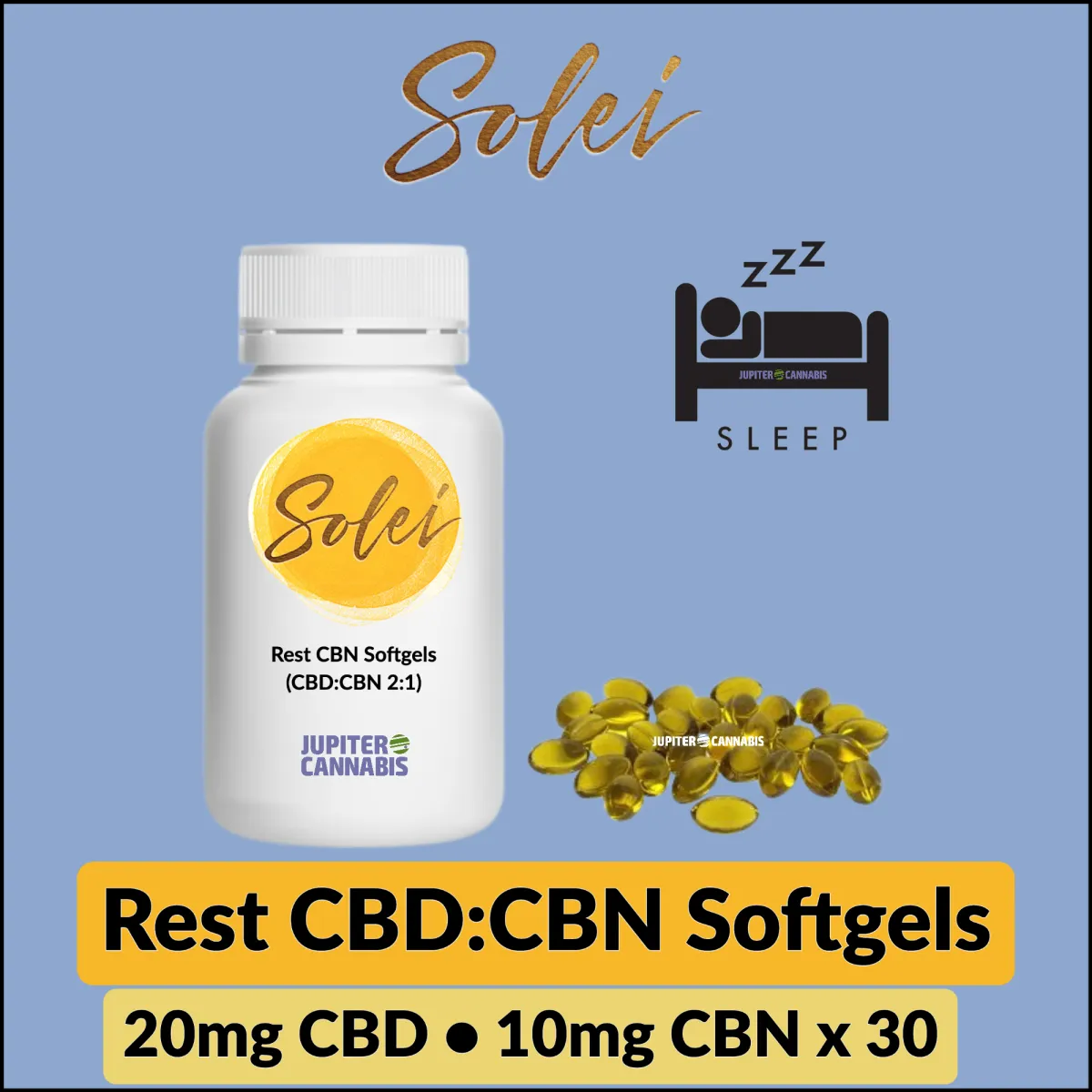 Solei Rest CBD20:CBN10 x 30 Softgels 14.4g — Capsule or Soft Gel