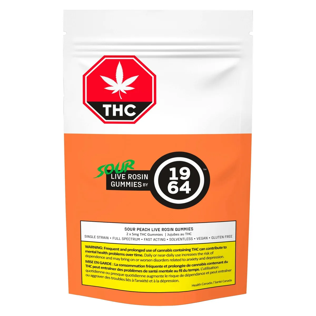 1964 1964 Sour Peach 2 x 5mg Soft Chews 8.4g — Edible