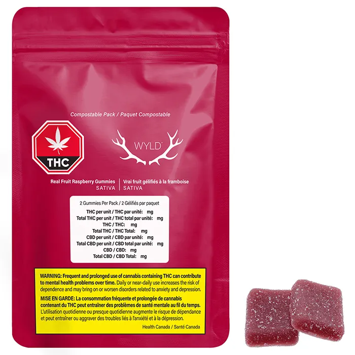 Wyld Wyld Real Fruit Raspberry 2 x 4g Soft Chews 8g — Edible