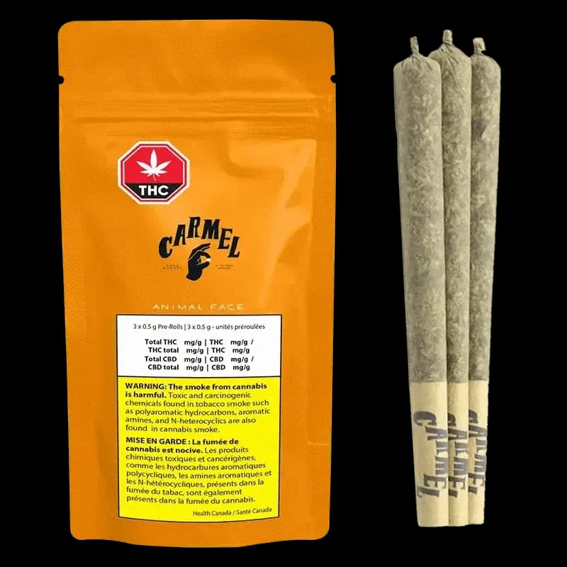 Carmel Cannabis Animal Face 3 x 0.5g Pre-Rolls 1.5g — Pre-Roll