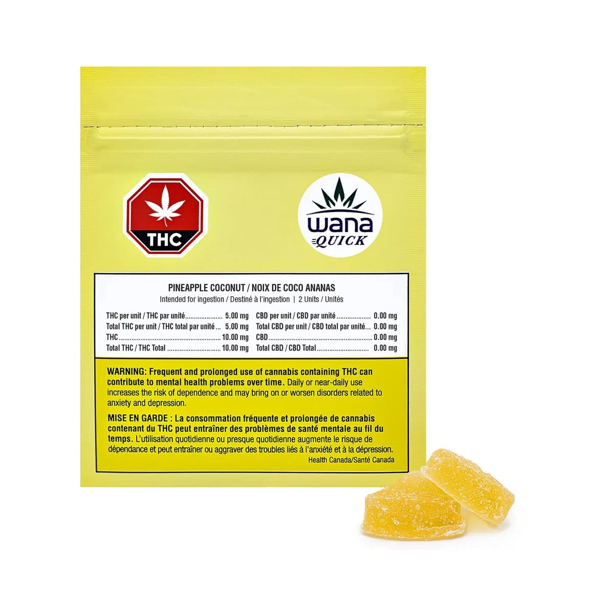 Wana QUICK Wana Quick Pineapple Coconut Indica Sour Soft Chews — Edible