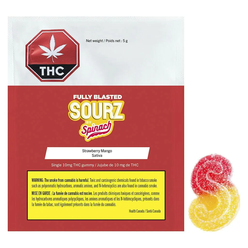 SOURZ by Spinach SOURZ by Spinach Fully Blasted Strawberry Mango 1pc Soft Chew 5g — Edible
