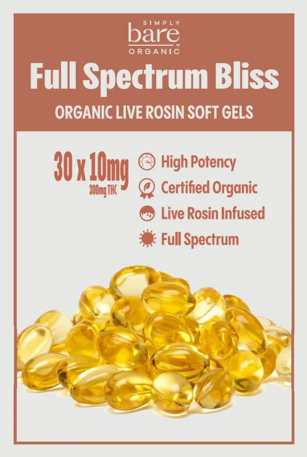 Simply Bare Organic Live Rosin 30 x 0.35g Softgels 10.5g — Capsule or Soft Gel