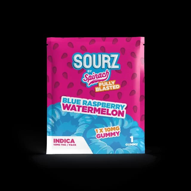 SOURZ by Spinach Fully Blasted Blue Raspberry Watermelon 1 x 5g Soft Chew 5g — Edible