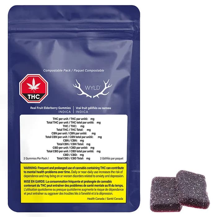 Wyld Wyld Real Fruit Elderberry CBN 2:1 2 x 4g Soft Chews 8g — Edible