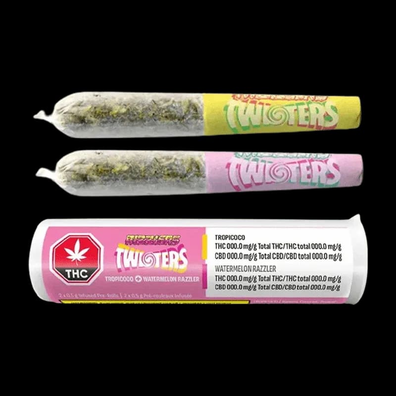 RIZZLERS RIZZLERS - Twisters - Tropicoco & Watermelon Razzler 2 x 0.5g Infused Pre-Rolls 1g — Infused Pre-Rolls
