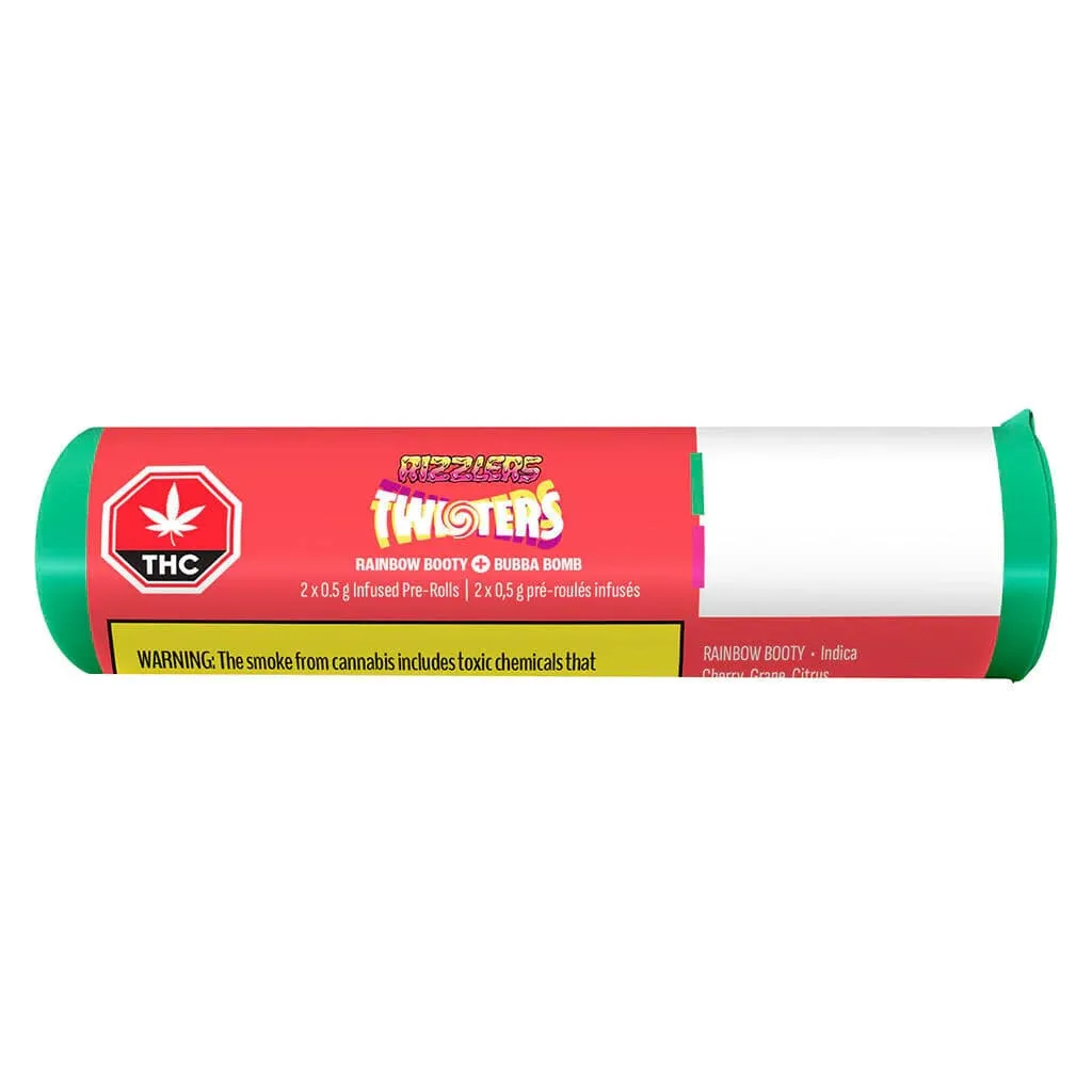 RIZZLERS Bubba Bomb + Rainbow Booty Twisters Infused Pre-Rolls 2x0.5g - Rizzlers Bubba Bomb + Rainbow Booty Twisters 2 x 0.5g Infused Pre-Rolls 1g — Infused Pre-Rolls