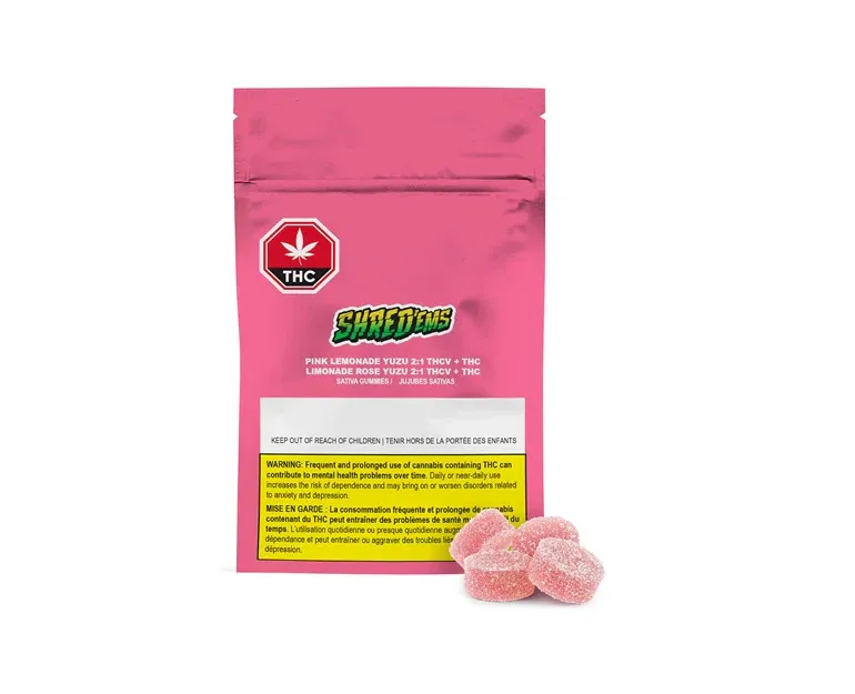 SHRED'EMS Pink Lemonade Yuzu 2:1 THCV/THC 4 x 4.5g Soft Chews 18g — Edible