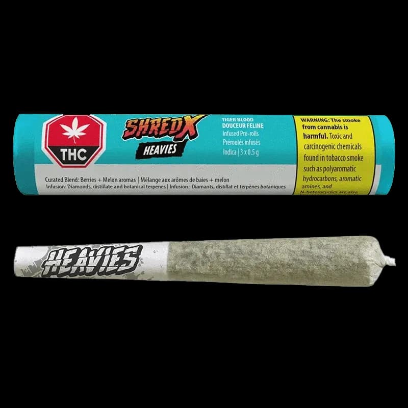 SHRED X Tiger Blood Heavies 3 x 0.5g Diamond Infused Pre-Rolls 1.5g — Infused Pre-Roll