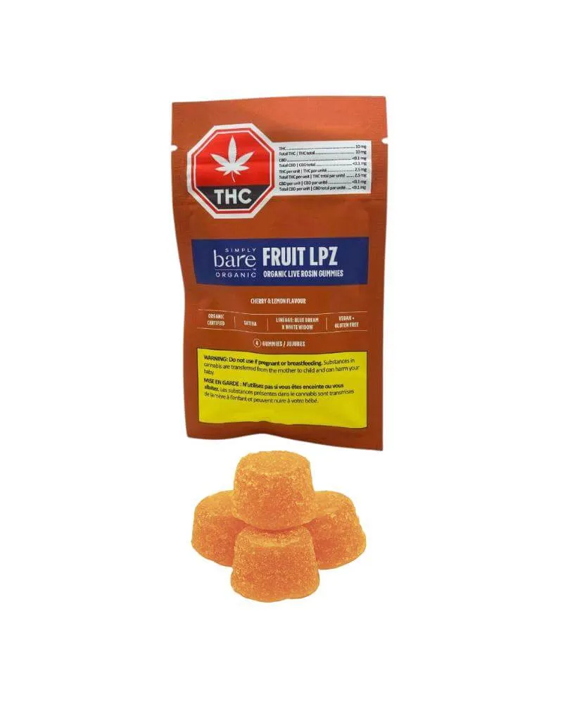 Simply Bare Simply Bare - Fruit Lpz Organic Live Rosin 4 x 3.5g Soft Chew 14g — Edibles
