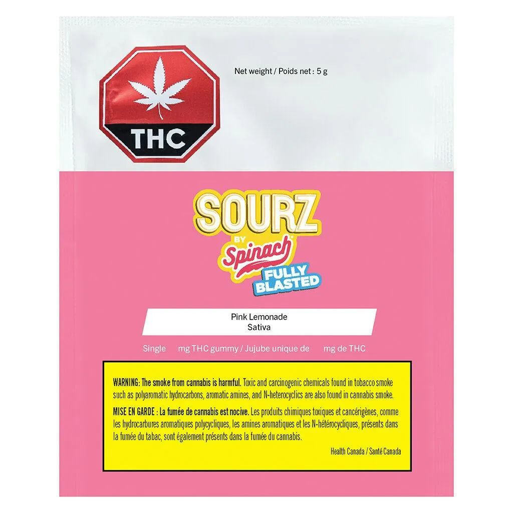 SOURZ by Spinach Fully Blasted Pink Lemonade 1 x 5g Soft Chew 5g — Edible