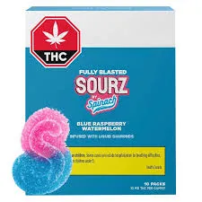 SOURZ by Spinach SOURZ by Spinach - Multipack of 10 Fully Blasted Blue Raspberry Watermelon 1x 10mg Soft Chews 0.02g — Edibles