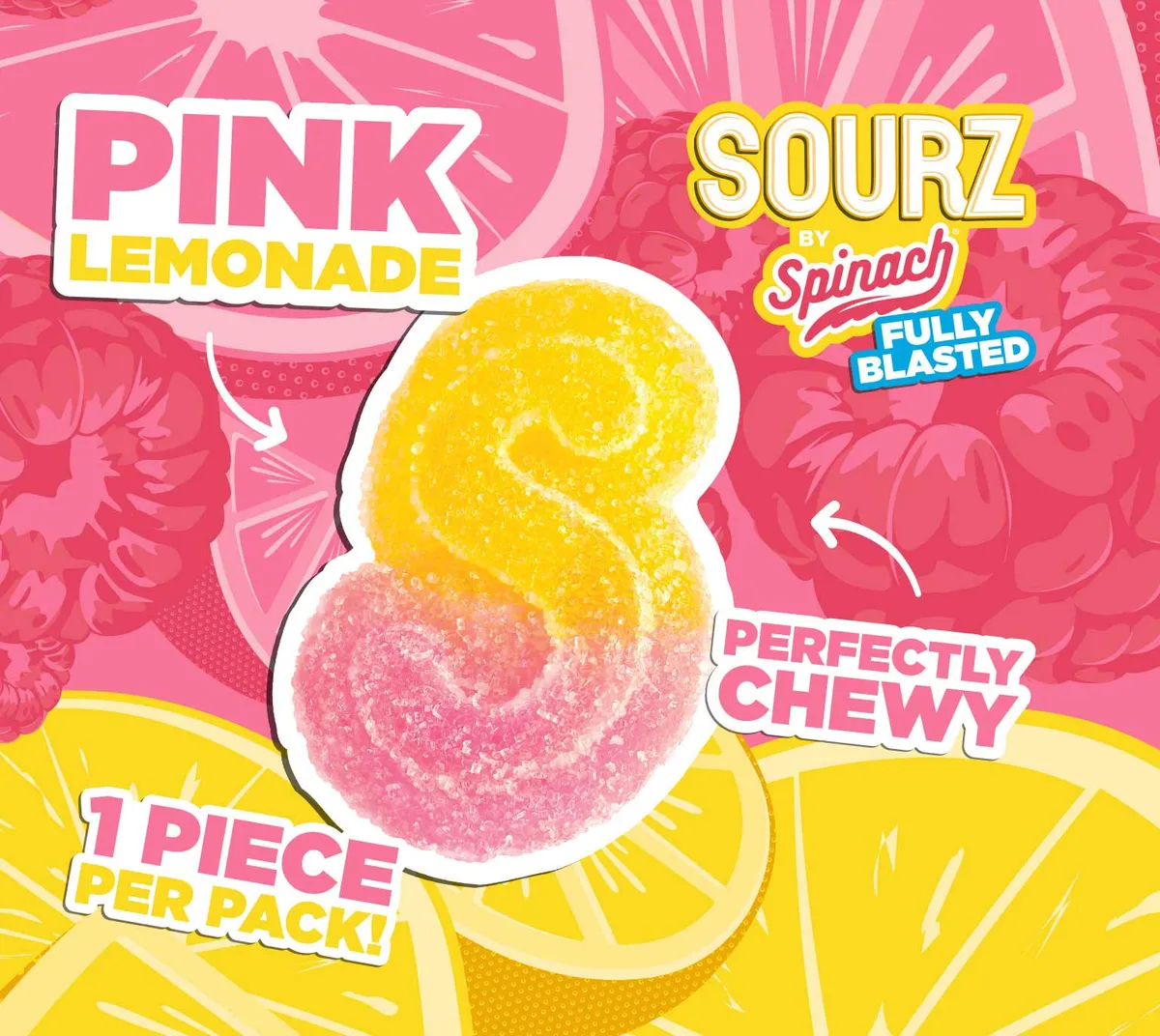 SOURZ by Spinach SOURZ by Spinach - Fully Blasted Pink Lemonade 1 x 5g Soft Chew 5g — Edibles