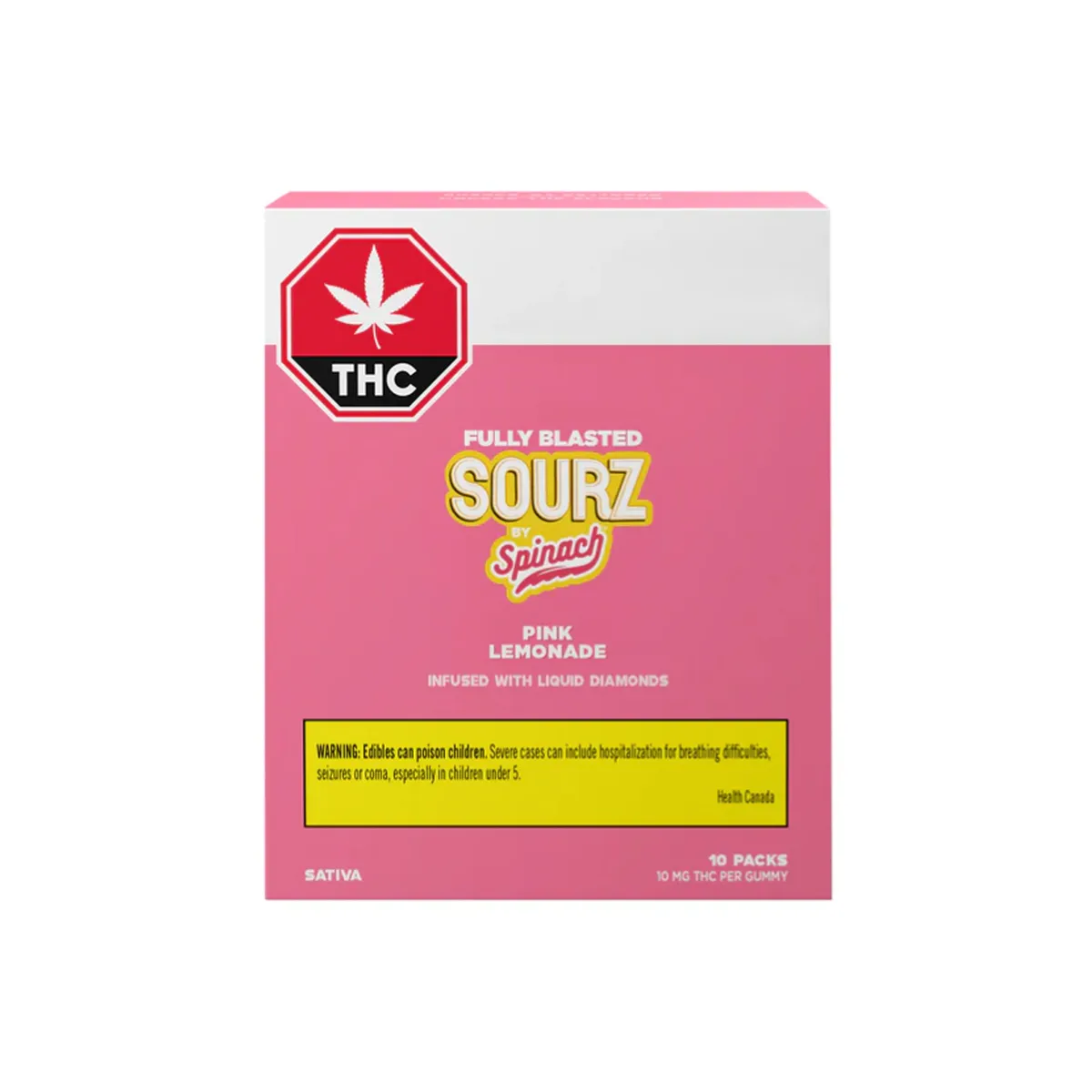 SOURZ by Spinach SOURZ by Spinach - Multipack of 10 Fully Blasted Pink Lemonade 1 x 10mg Soft Chews 50g — Edibles