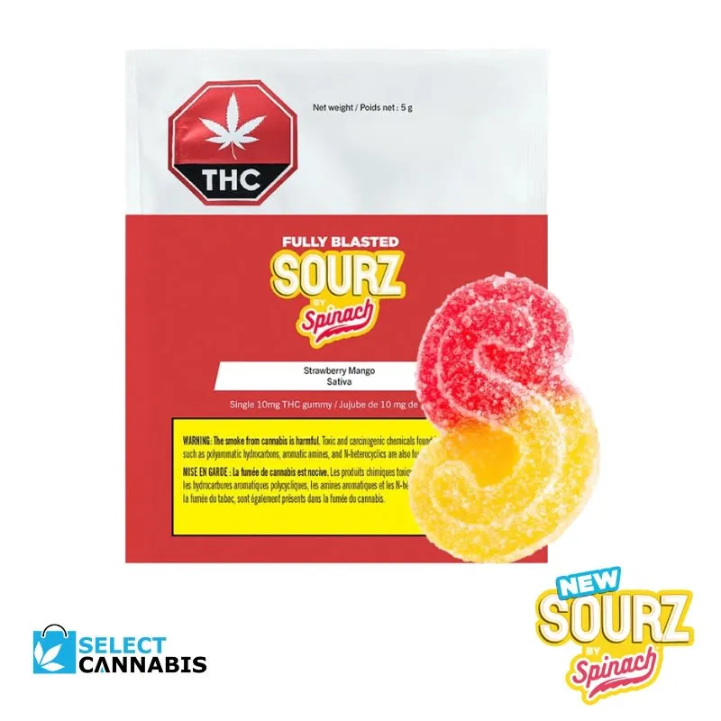 SOURZ by Spinach Fully Blasted Strawberry Mango 1pc Soft Chew 5g — Edible