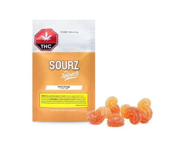 Spinach Spinach - SOURZ by Spinach Peach Orange 1:1 Soft Chews 5x5 g 0.001g — Edibles