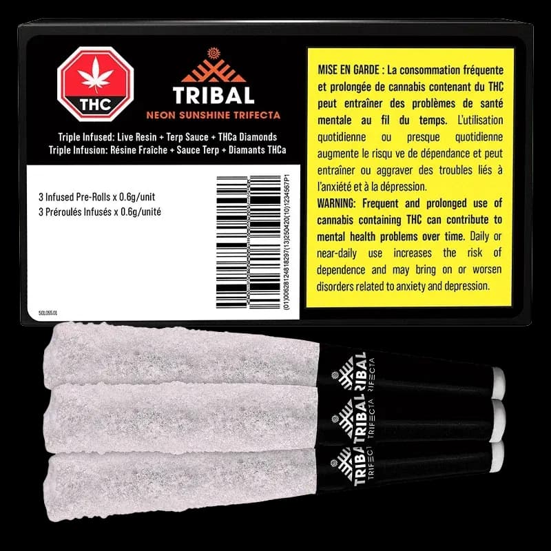 Tribal Neon Sunshine Trifecta 3 x 0.6g Infused Pre-Rolls 1.8g — Infused Pre-Roll